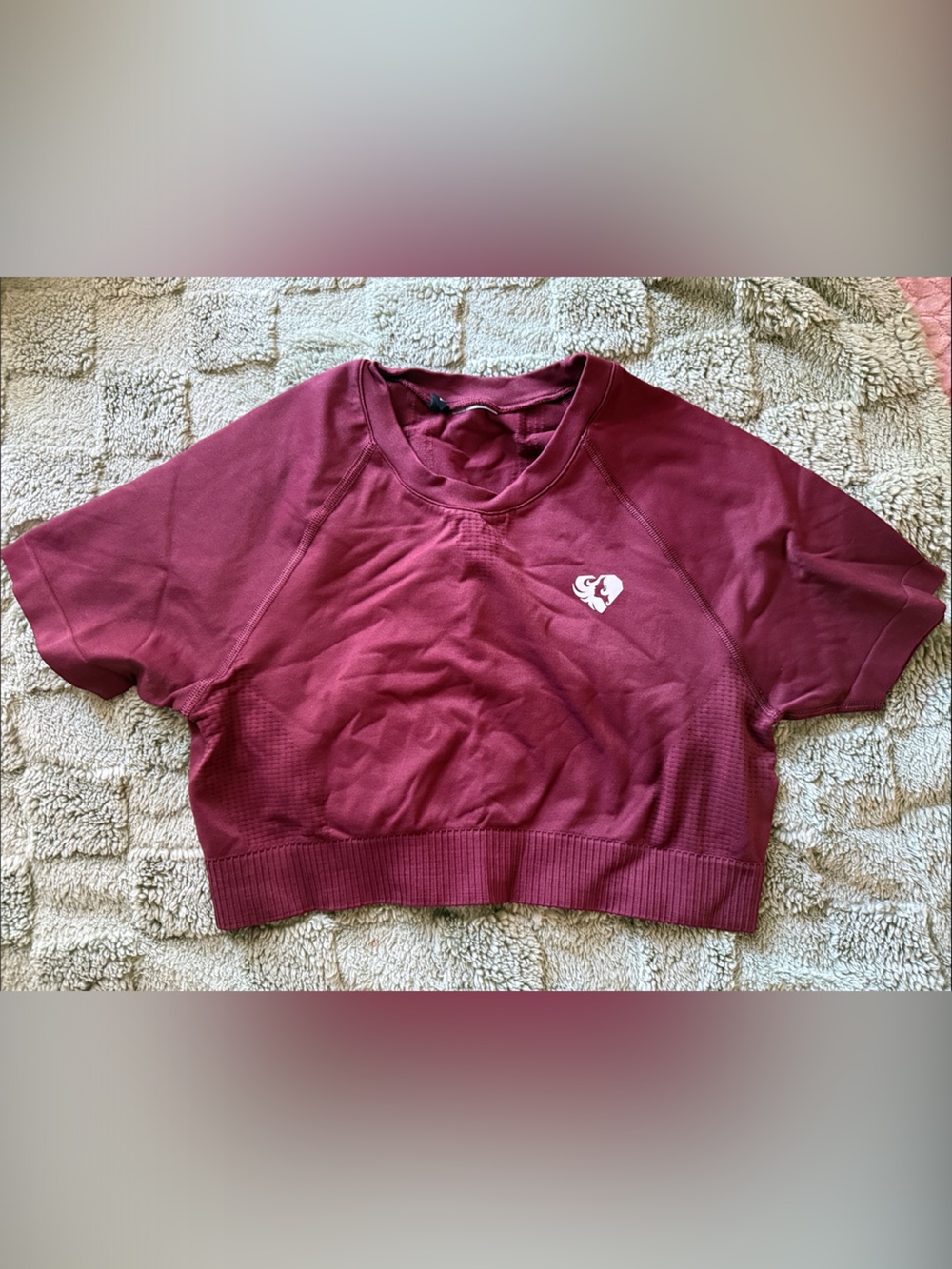 Women’s Maroon Crop Top with Heart Logo